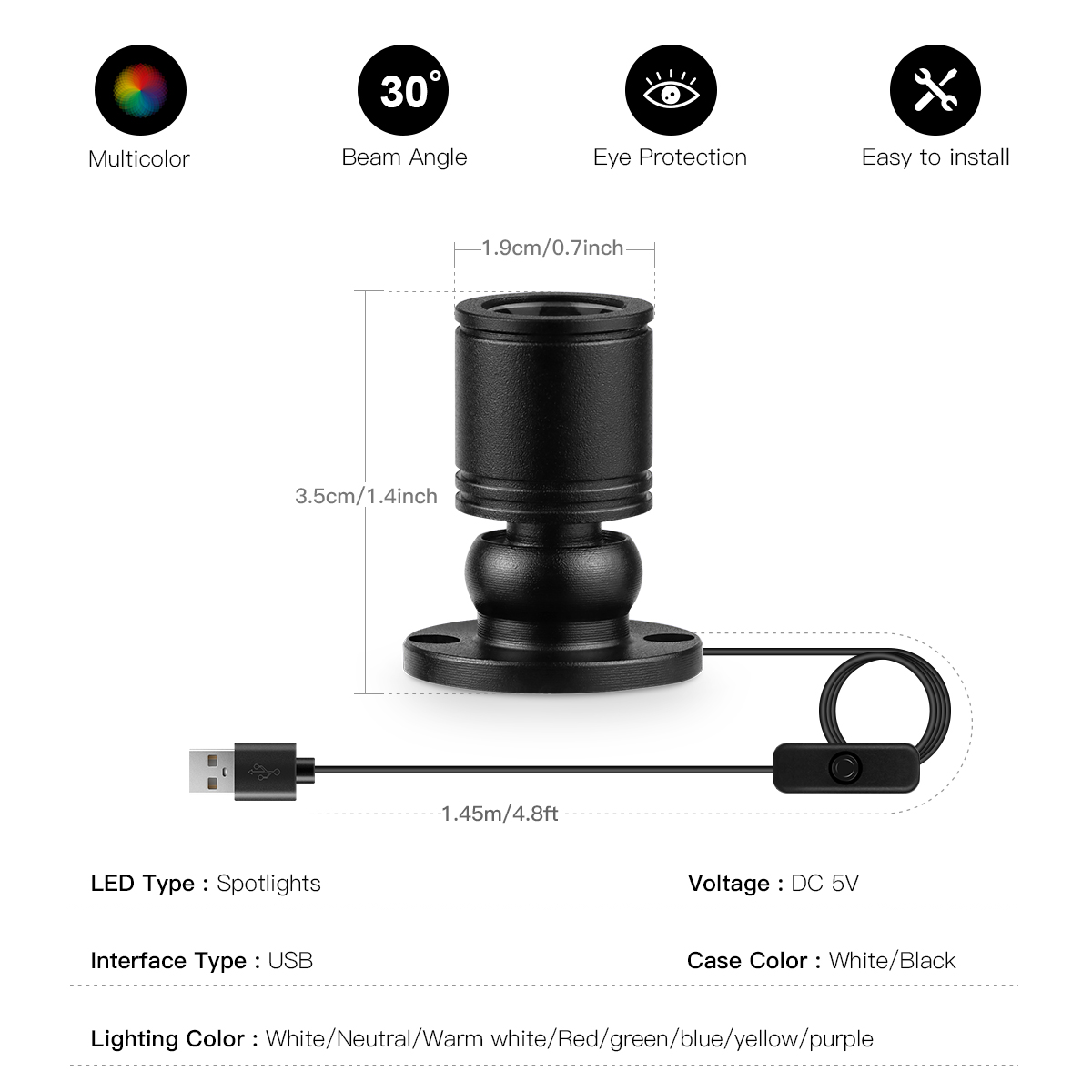8 colori Mini Spot Light 1W La - Home Cinema Led recensione e prezzo